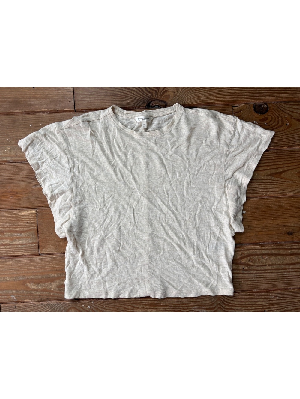 Banana Republic 100% Linen Knit Tee Shirt Ivory Cream Size Medium